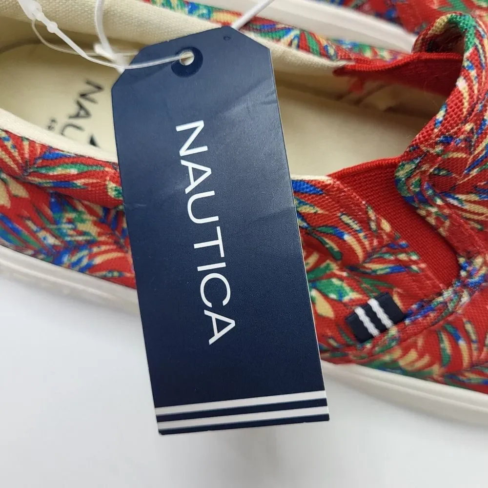 New Nautica Men's Size 8.5 Shoes Floral Red Palm Sneaker Loafer Chandler CV211-6